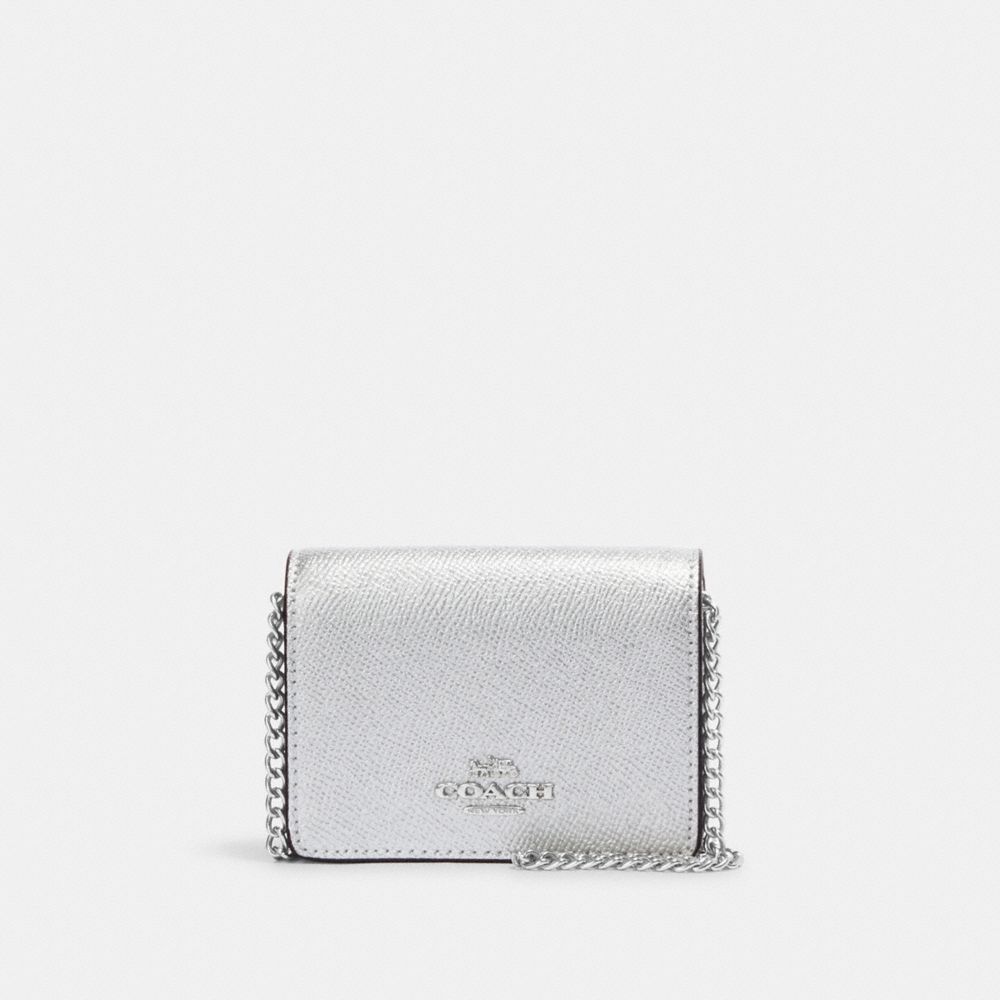 COACH CE666 Mini Wallet On A Chain Silver/Metallic Silver