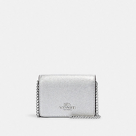 COACH CE666 Mini Wallet On A Chain Silver/Metallic Silver