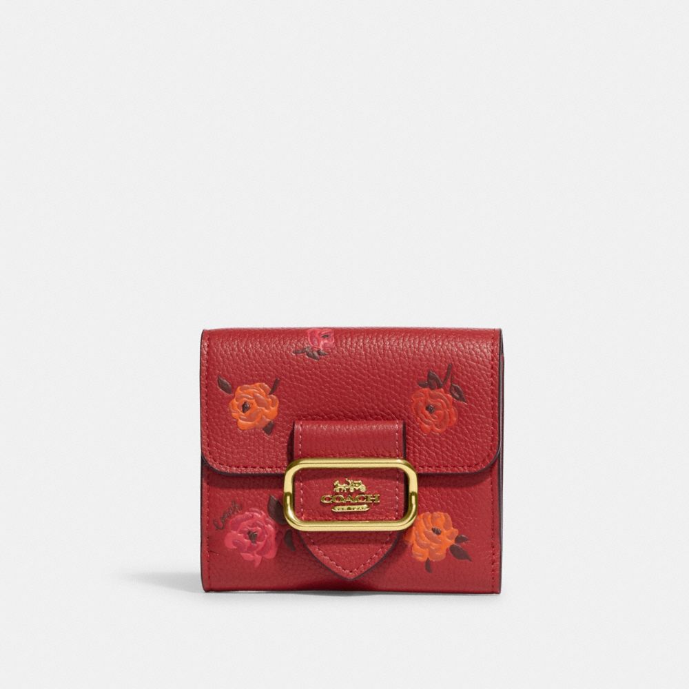 COACH CE669 Small Morgan Wallet With Peony Print IM/Red Apple Multi