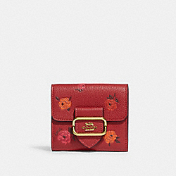 COACH CE669 Small Morgan Wallet With Peony Print IM/RED APPLE MULTI