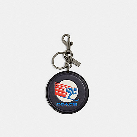 COACH CE670 Key Fob In Signature Canvas With Ski Speed Graphic Gunmetal/Midnight Multi