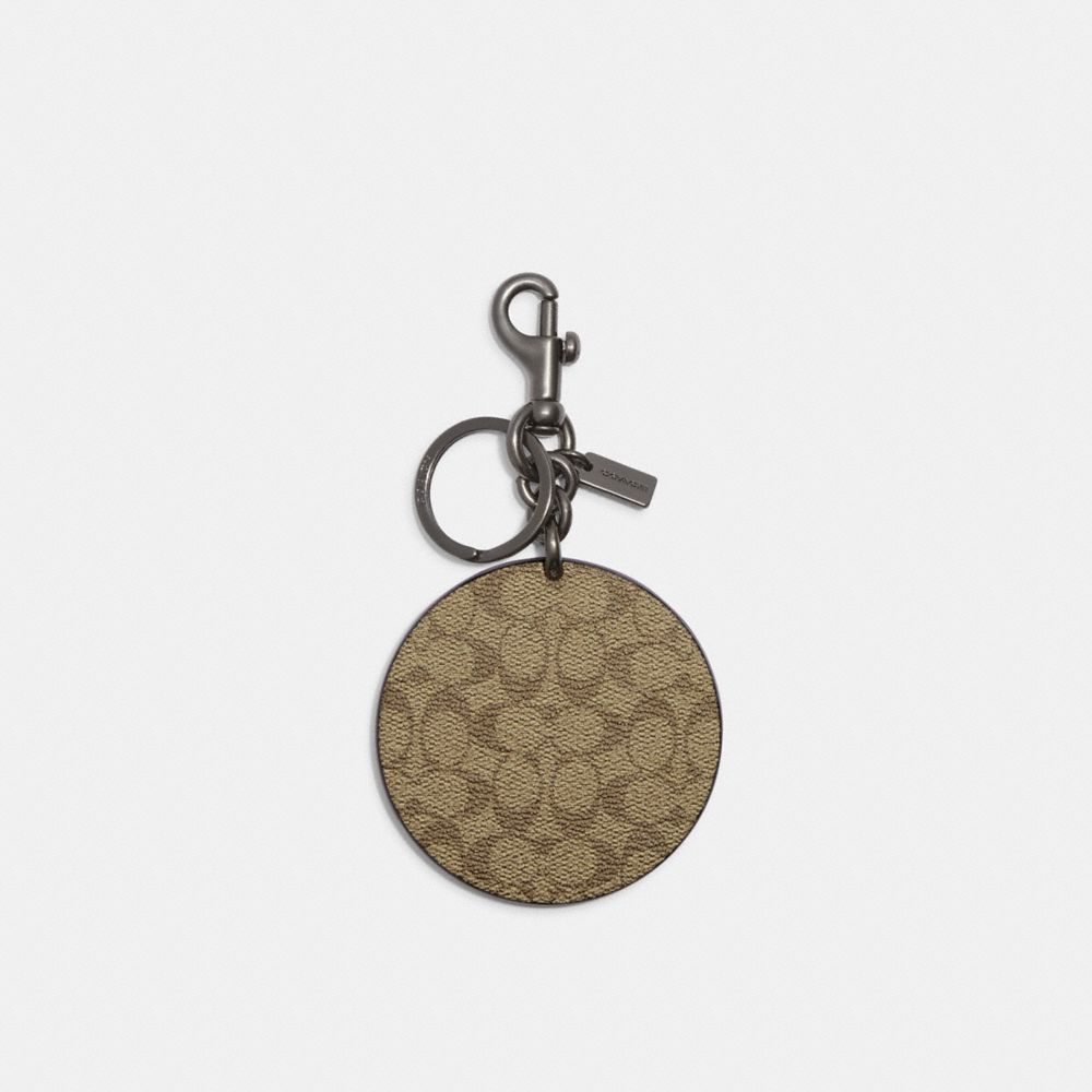 KEY FOB IN COLORBLOCK SIGNATURE CANVAS WITH COACH STAMP