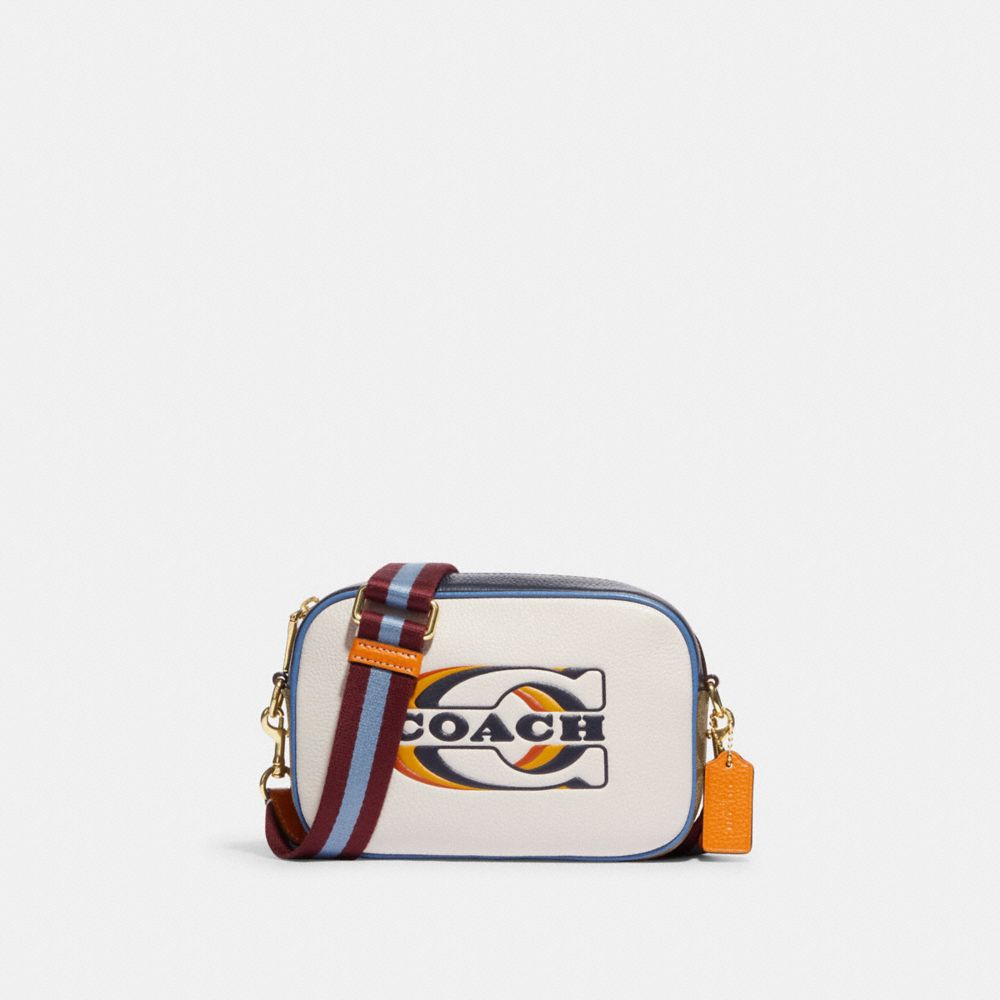 Mini Jamie Camera Bag In Colorblock Signature Canvas With Coach Stamp - CE675 - Gold/Khaki Chalk Multi