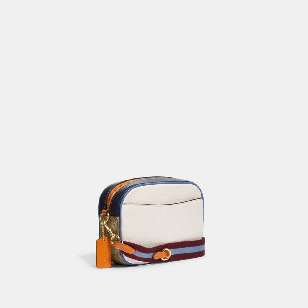 MINI JAMIE CAMERA BAG IN COLORBLOCK SIGNATURE CANVAS WITH COACH STAMP