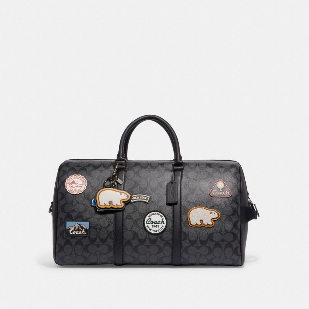 KEY FOB IN SIGNATURE CANVAS WITH POLAR BEAR MOTIF