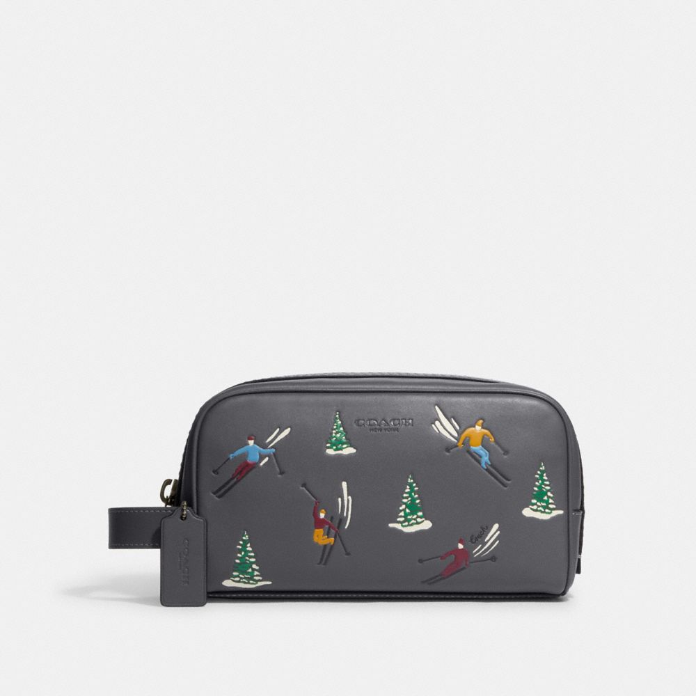 Small Travel Kit With Ski Slope Print - CE680 - Gunmetal/Industrial Grey