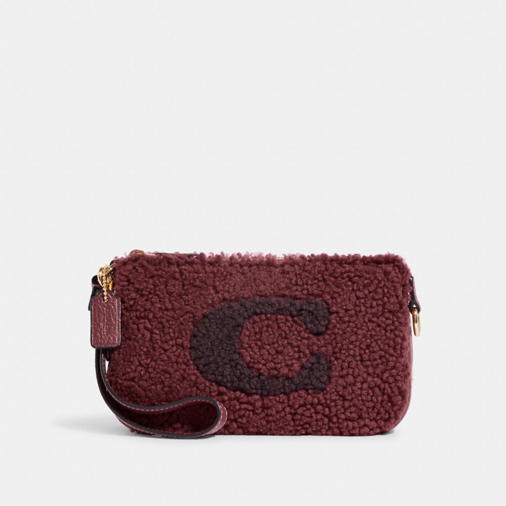 COACH CE691 Nolita 19 In Shearling With Coach Motif GOLD/BLACK CHERRY