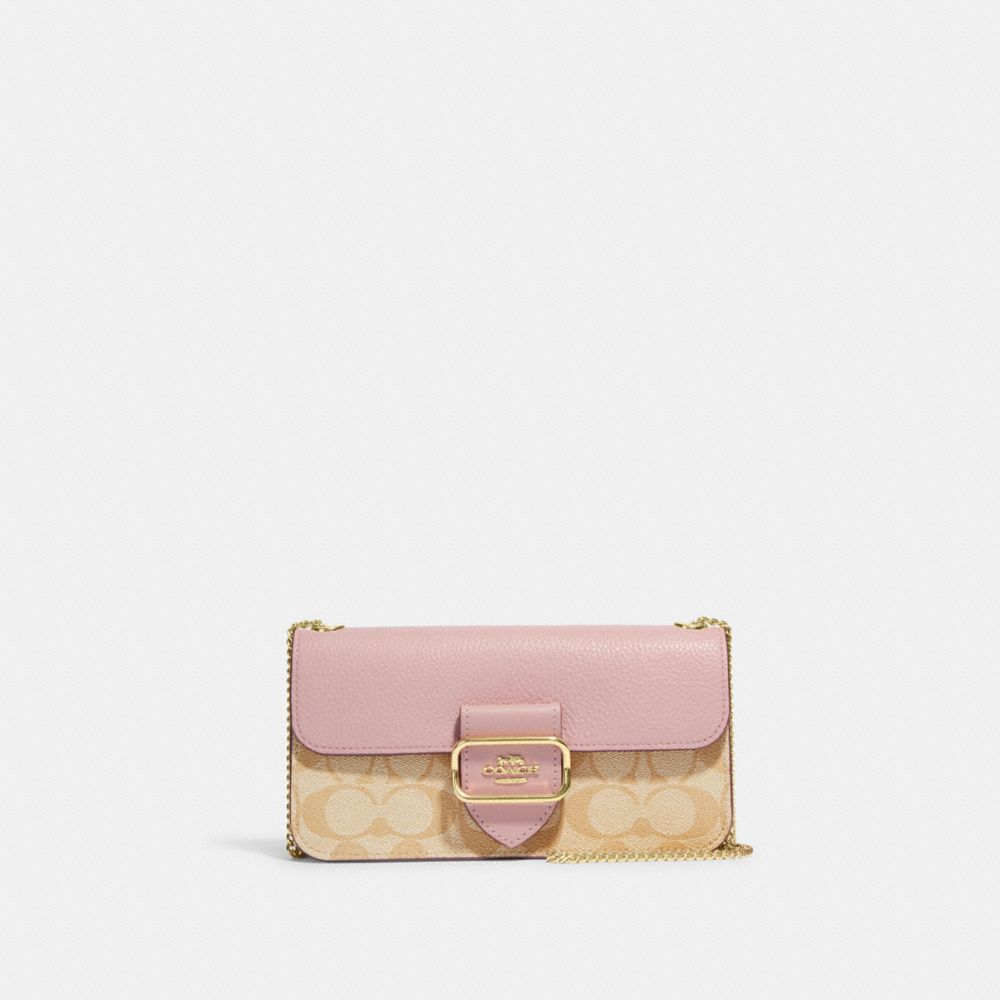 Morgan Crossbody In Signature Canvas - CE693 - Im/Lt Khaki/Powder Pink