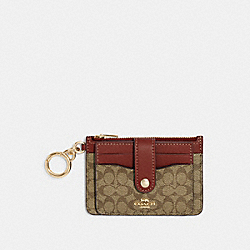 COACH CE697 Attachment Card Case In Colorblock Signature Canvas GOLD/KHAKI/TERRACOTTA