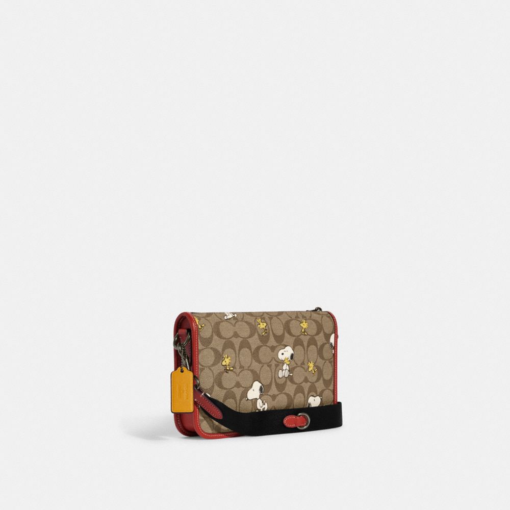 COACH X PEANUTS HERITAGE CONVERTIBLE CROSSBODY IN SIGNATURE CANVAS WITH SNOOPY WOODSTOCK PRINT