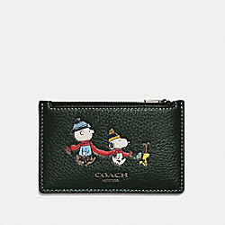 Coach X Peanuts Zip Card Case With Snoopy Motif - CE713 - QB/Amazon Green Multi