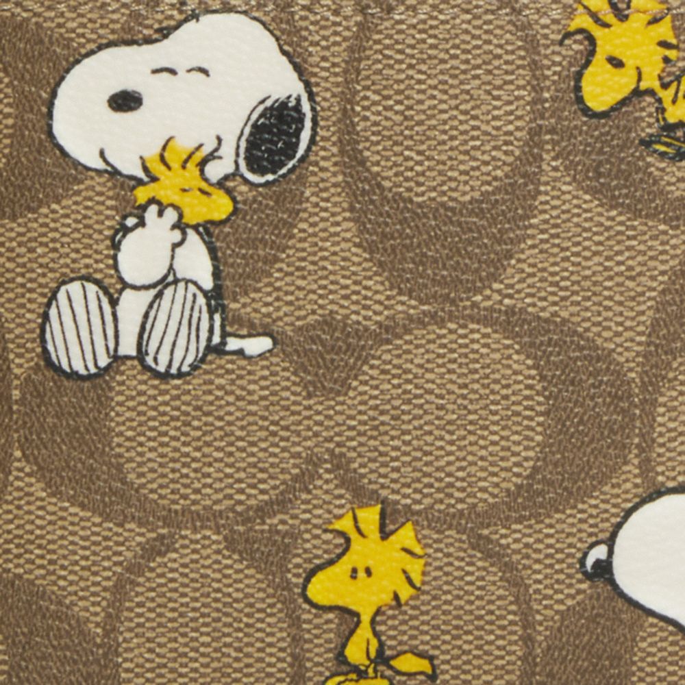 COACH X PEANUTS 3-IN-1 WALLET IN SIGNATURE CANVAS WITH SNOOPY WOODSTOCK PRINT