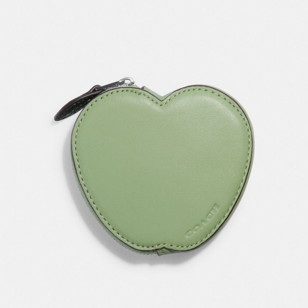 COACH CE718 Apple Coin Pouch Silver/PISTACHIO