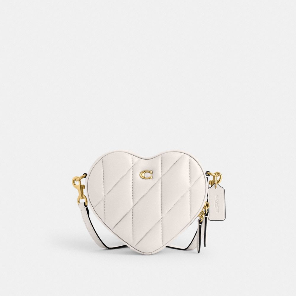 COACH CE725 Heart Crossbody Bag With Quilting BRASS/CHALK
