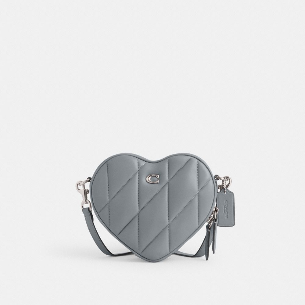 COACH CE725 Heart Crossbody Bag With Quilting SILVER/GREY BLUE