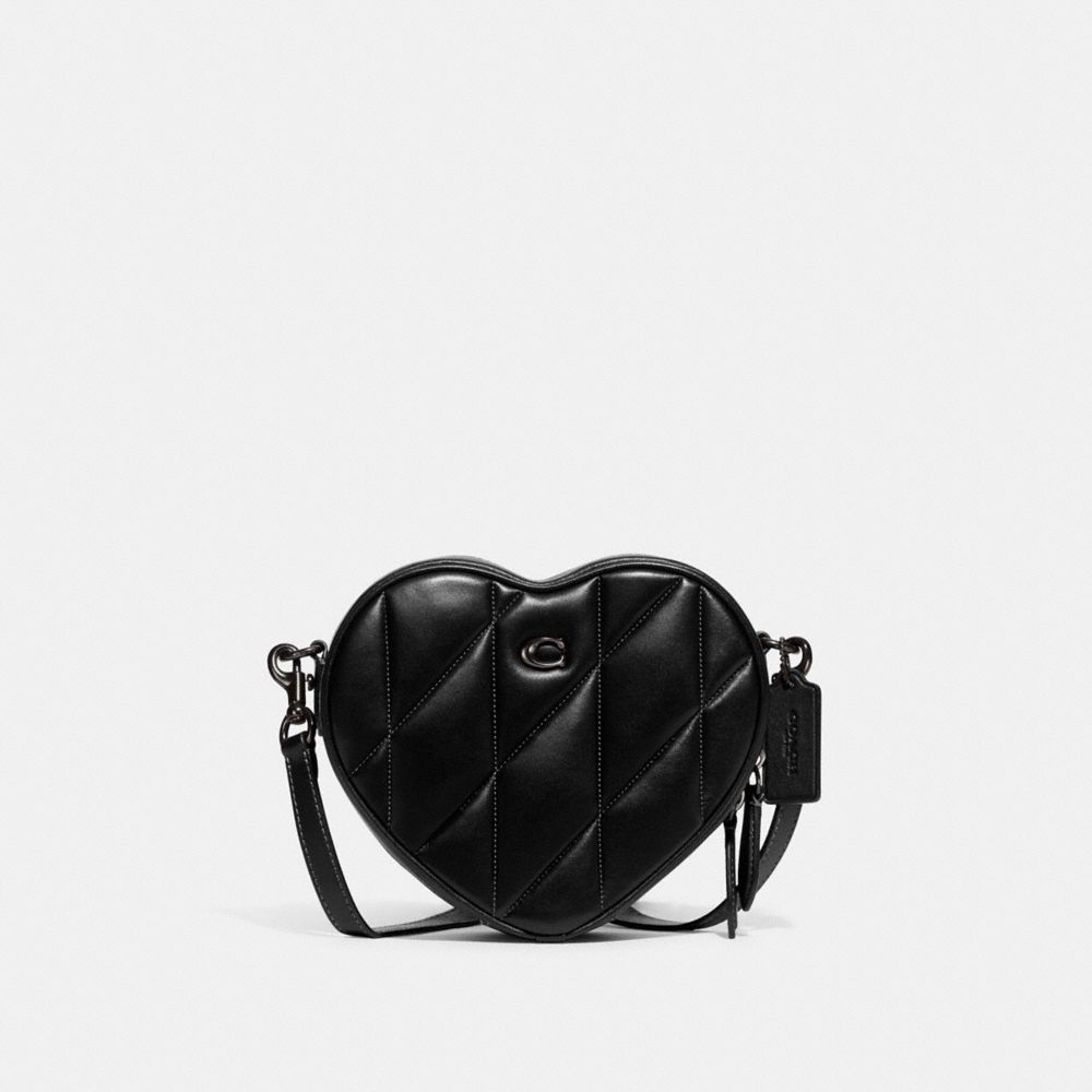 COACH CE725 Heart Crossbody Bag With Quilting PEWTER/BLACK