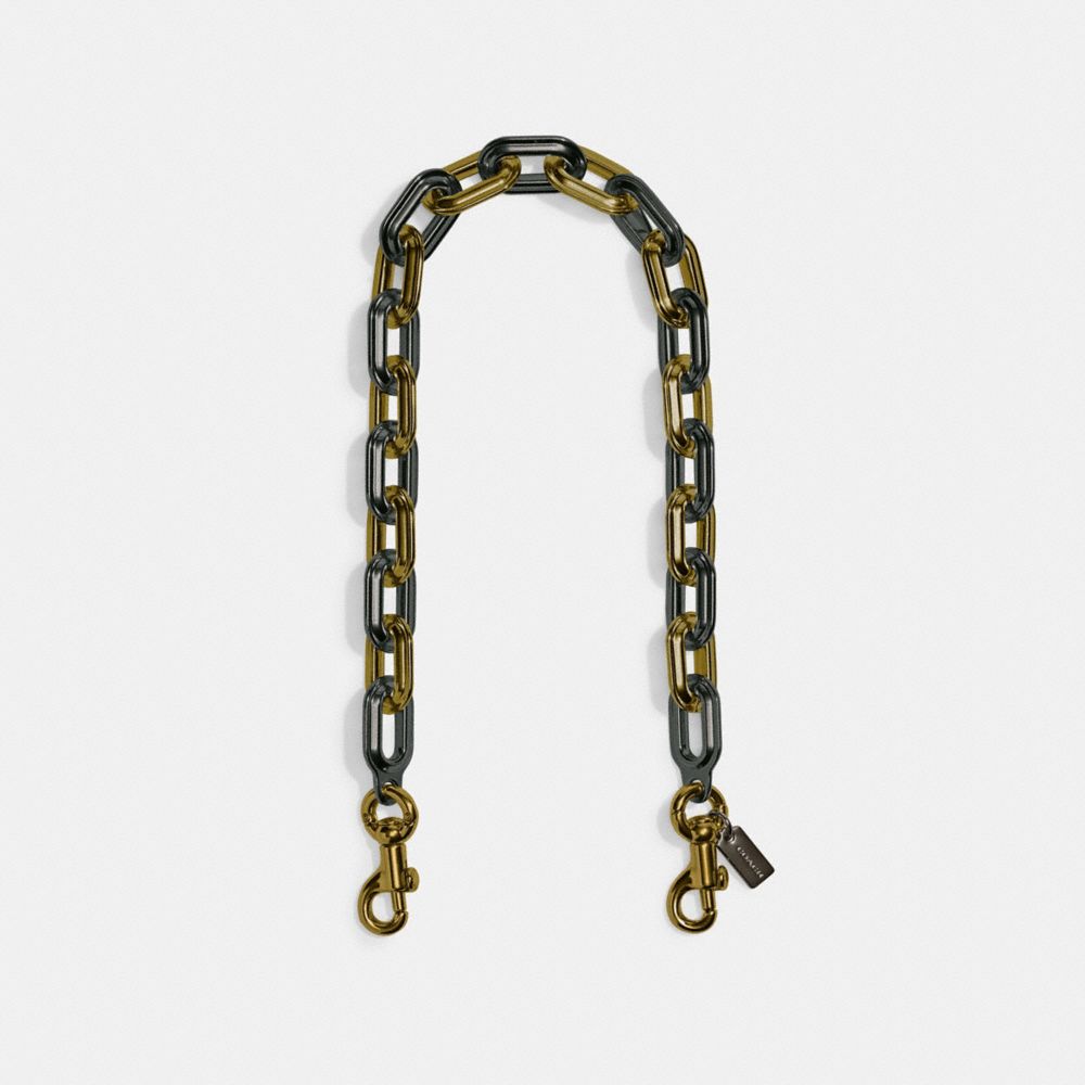 COACH CE728 Link Chain Strap BRASS/PEWTER