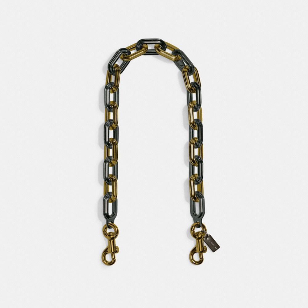 COACH CE728 Link Chain Strap Brass/Pewter