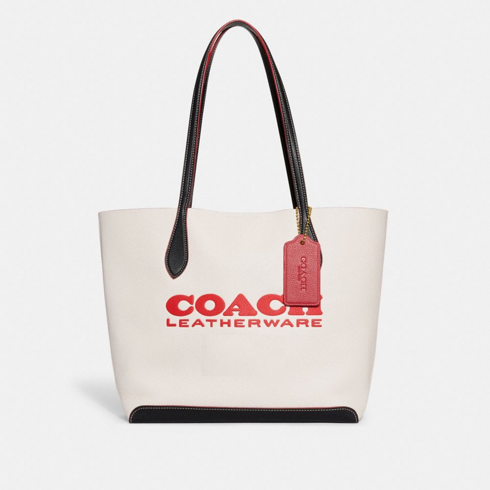 COACH CE734 Kia Tote In Colorblock BRASS/CHALK MULTI