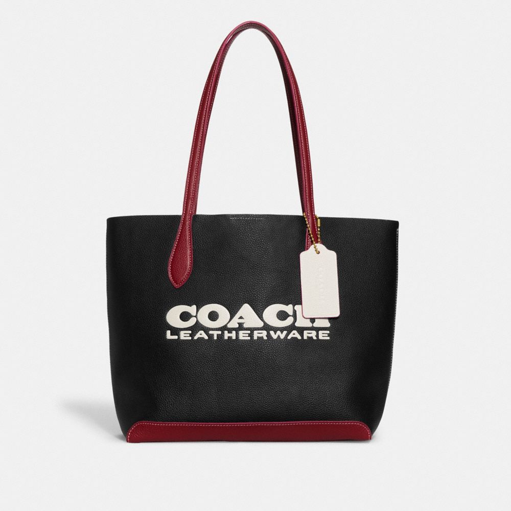 COACH CE734 Kia Tote In Colorblock BRASS/BLACK MULTI