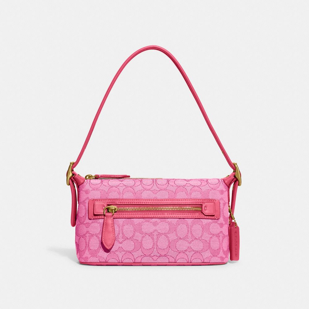 COACH CE736 Demi Bag In Signature Jacquard BRASS/PETUNIA