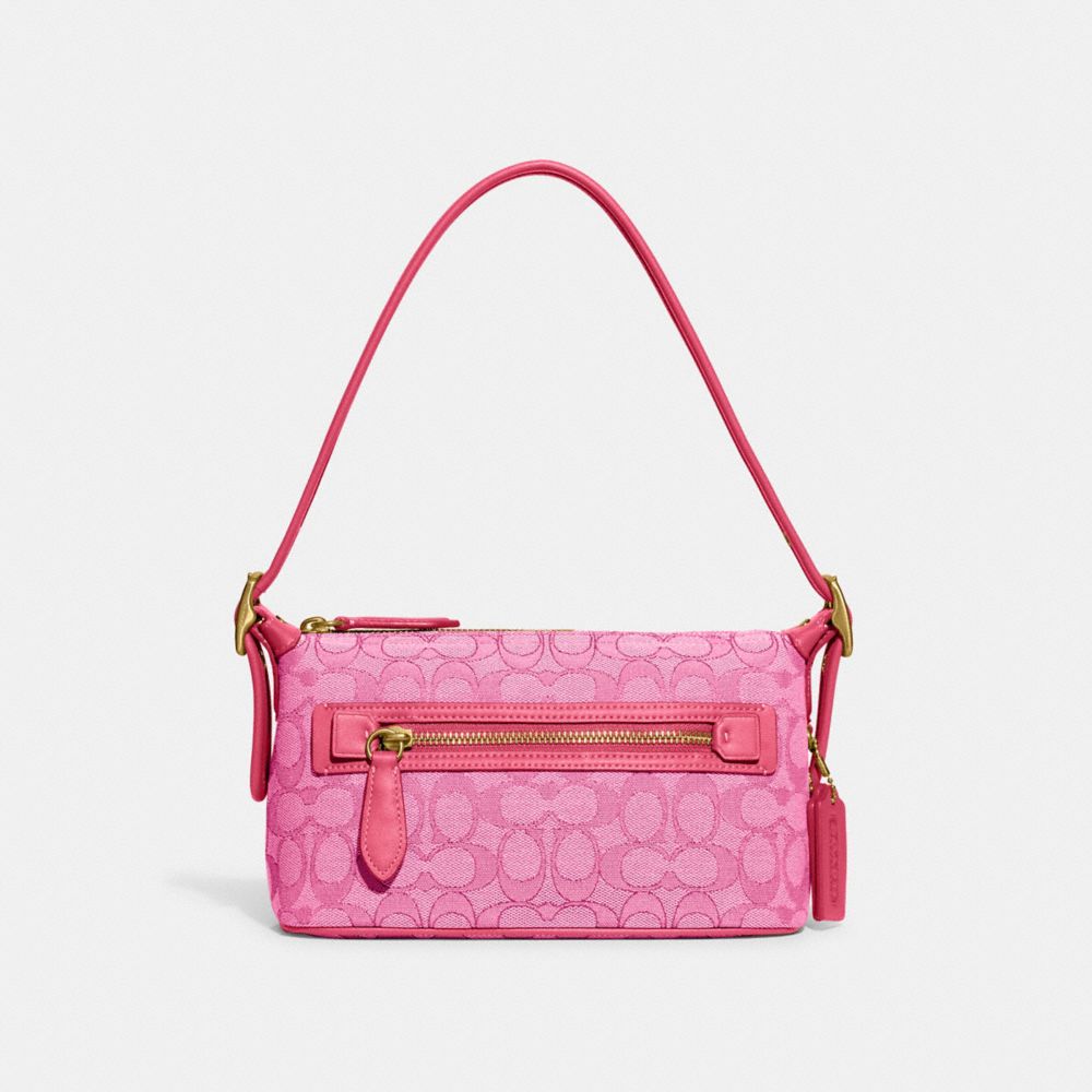 COACH CE736 Demi Bag In Signature Jacquard Brass/Petunia