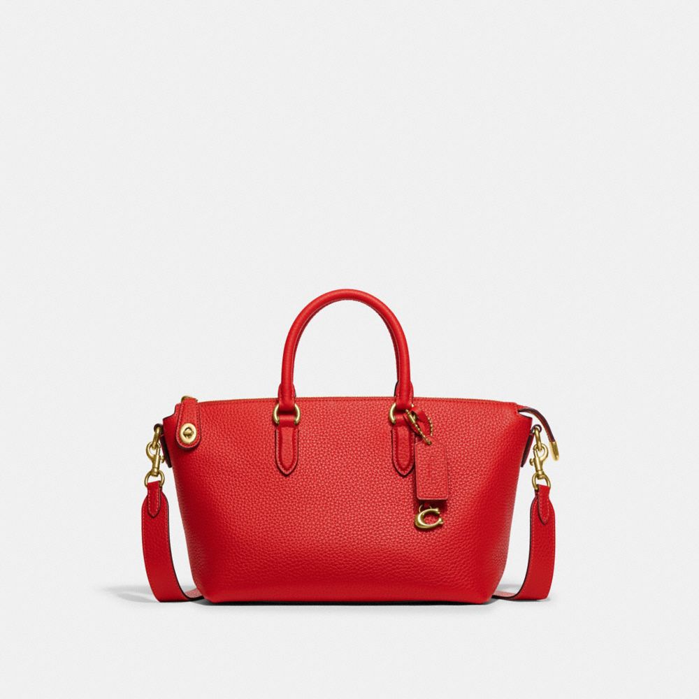 COACH CE741 Cara Satchel Brass/Sport Red