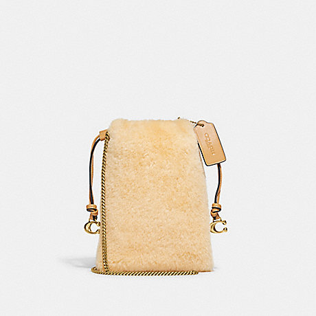 COACH CE759 Drawstring Pouch In Shearling Brass/Natural