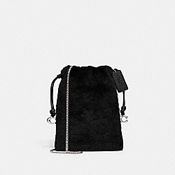 Drawstring Pouch In Shearling - CE759 - Silver/Black