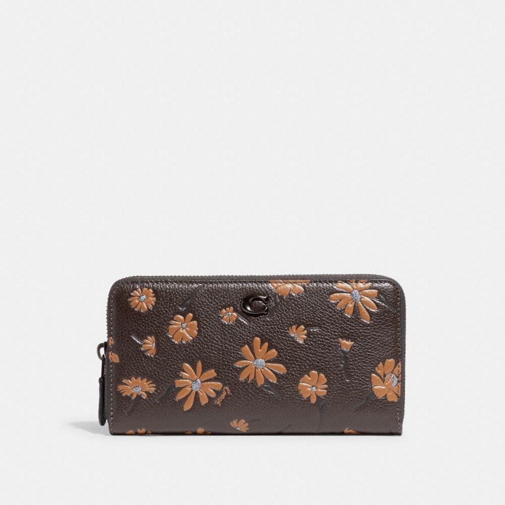 COACH CE776 Accordion Zip Wallet With Floral Print Pewter/Multi