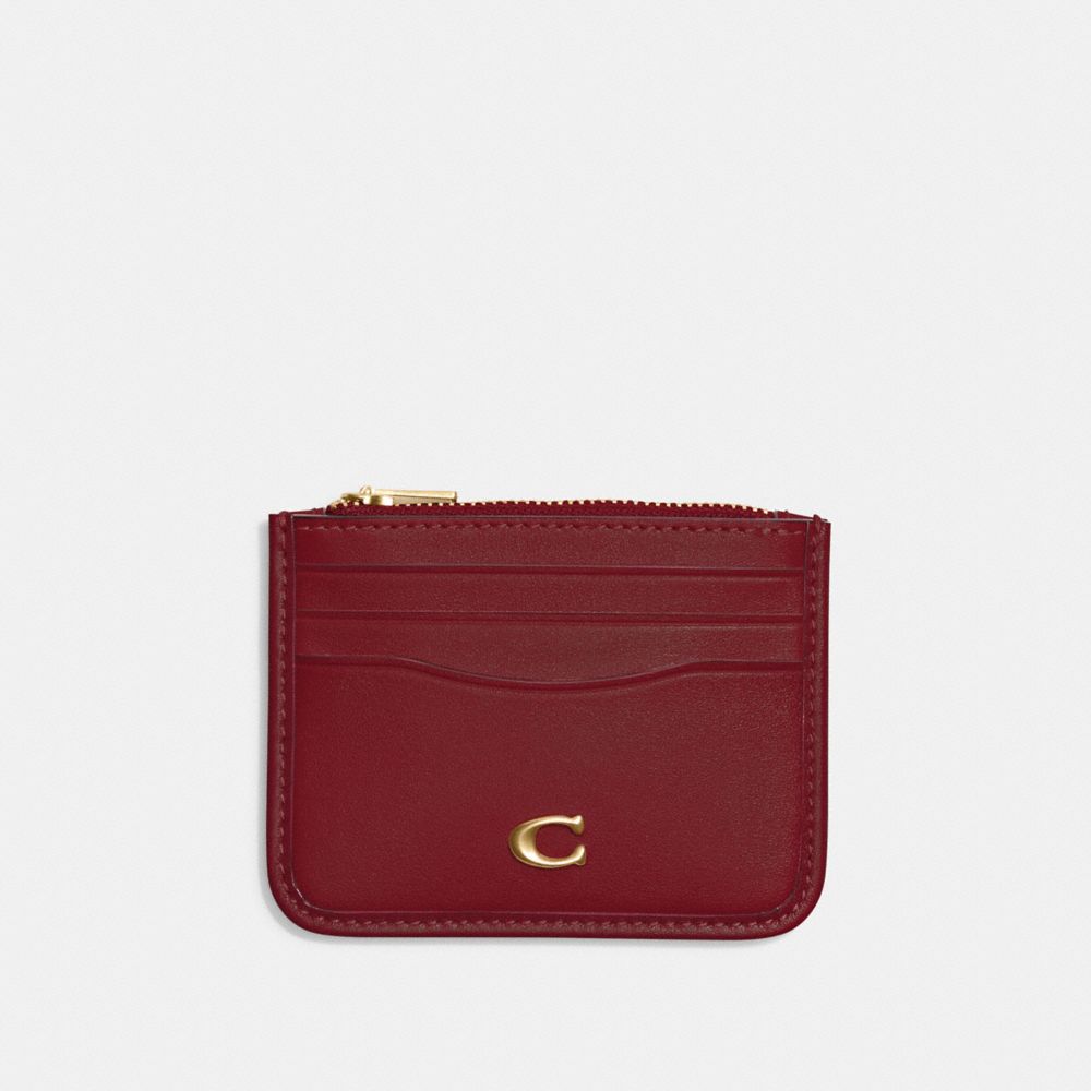 COACH Refined Calfskin Leather Zip Card Case