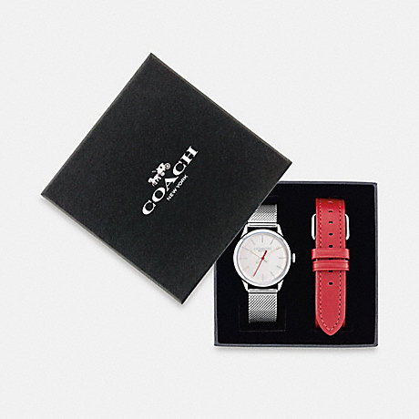 COACH CE785 Ruby Watch Gift Set, 32 Mm Stainless-Steel/Red