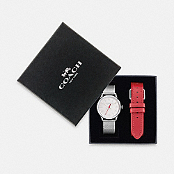 COACH CE785 Ruby Watch Gift Set, 32 Mm STAINLESS STEEL/RED