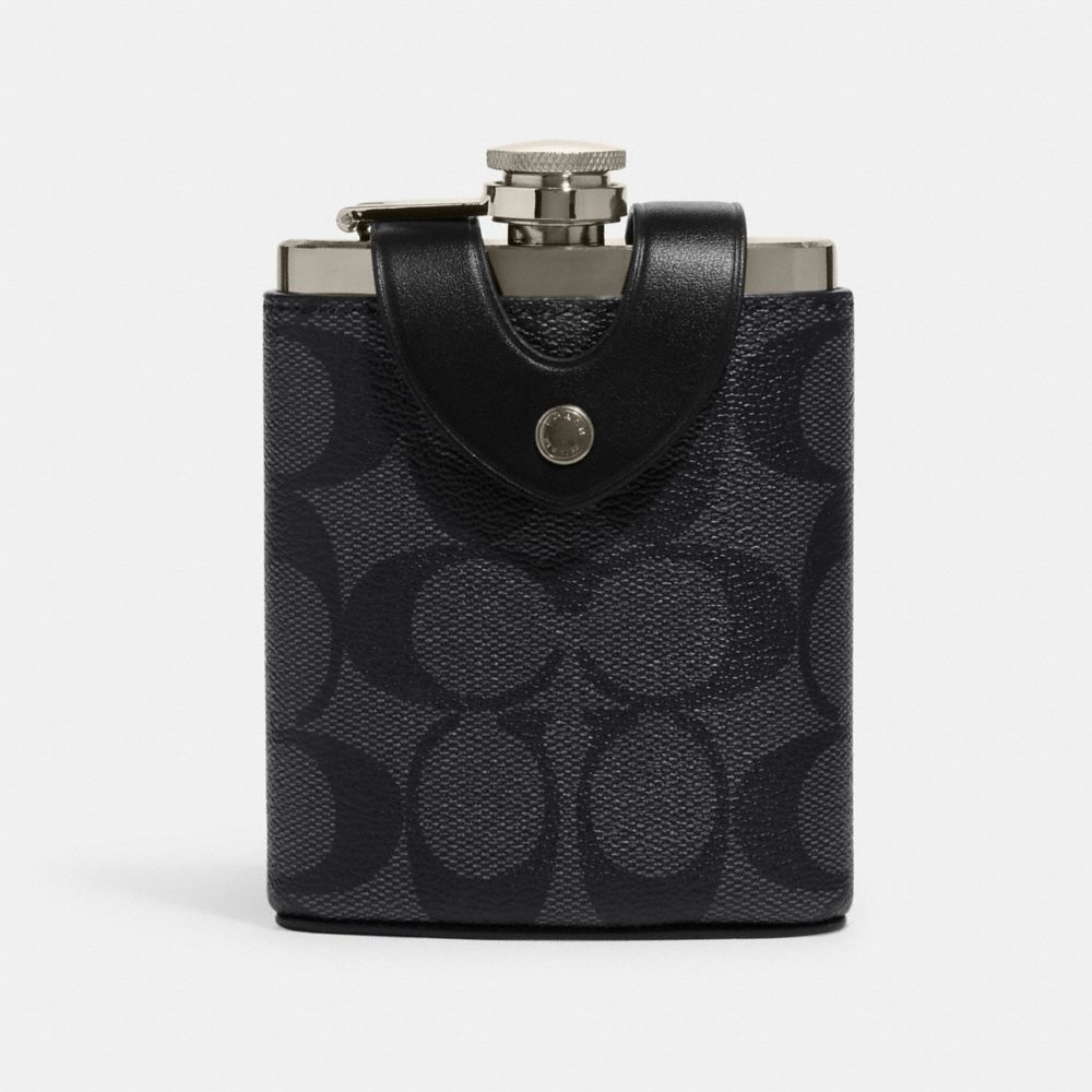 Flask In Signature Canvas - CE786 - Gunmetal/Charcoal