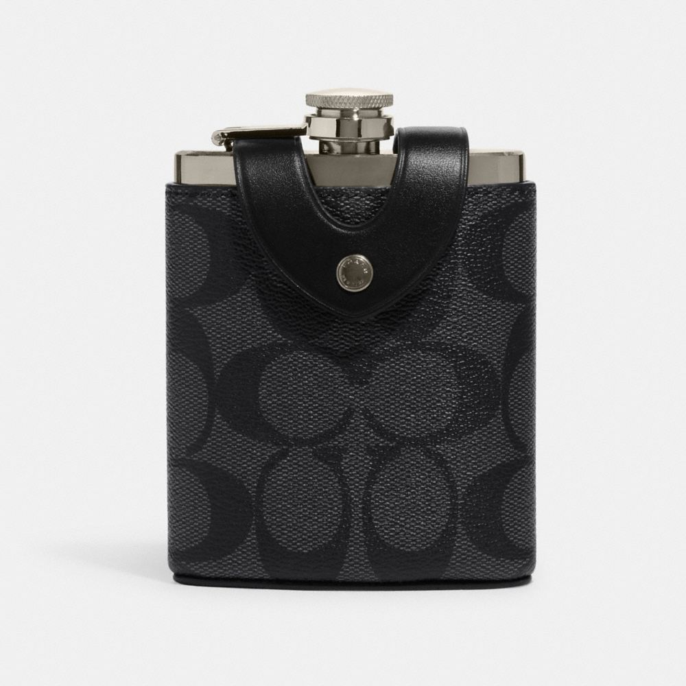 COACH CE786 Flask In Signature Canvas Gunmetal/Charcoal