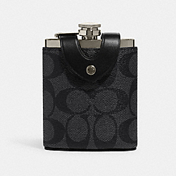COACH CE786 Flask In Signature Canvas GUNMETAL/CHARCOAL