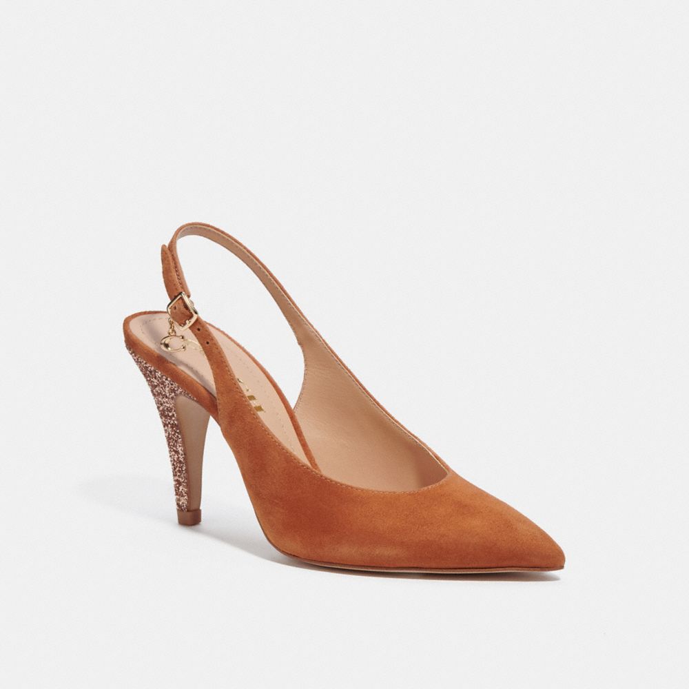 COACH CE788 Sutton Slingback Pump With Recycled Glitter Burnished Amber