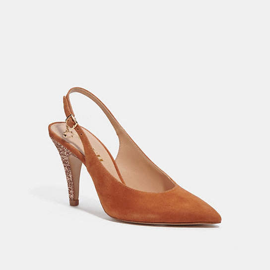 CE788 - Sutton Slingback Pump With Recycled Glitter Burnished Amber