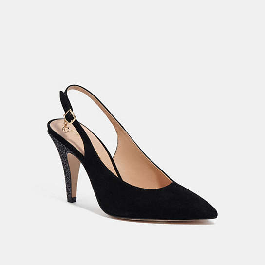 CE788 - Sutton Slingback Pump With Recycled Glitter Black