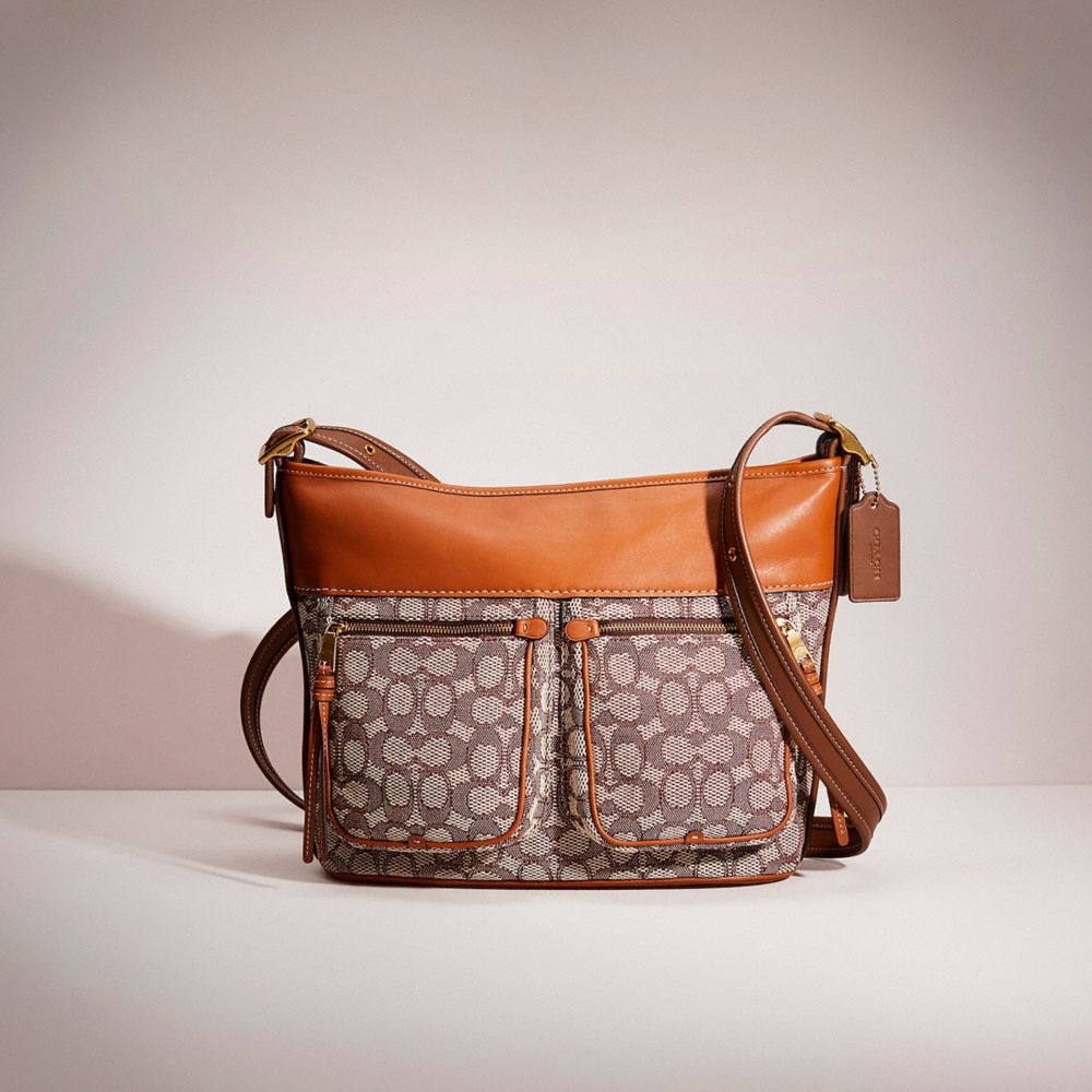 CE806 - Restored Andie Shoulder Bag In Signature Textile Jacquard Brass/Cocoa Burnished Amb