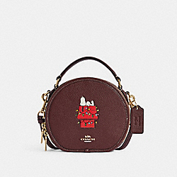 Coach X Peanuts Canteen Crossbody With Snoopy Lights Motif - CE844 - Gold/Wine Multi