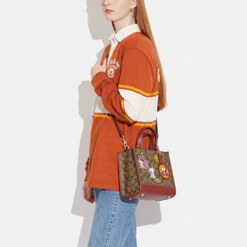 COACH X PEANUTS DEMPSEY TOTE 22 IN SIGNATURE CANVAS WITH PATCHES