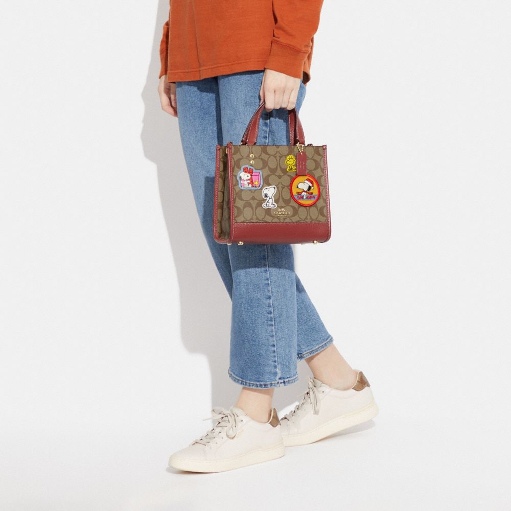COACH X PEANUTS DEMPSEY TOTE 22 IN SIGNATURE CANVAS WITH PATCHES