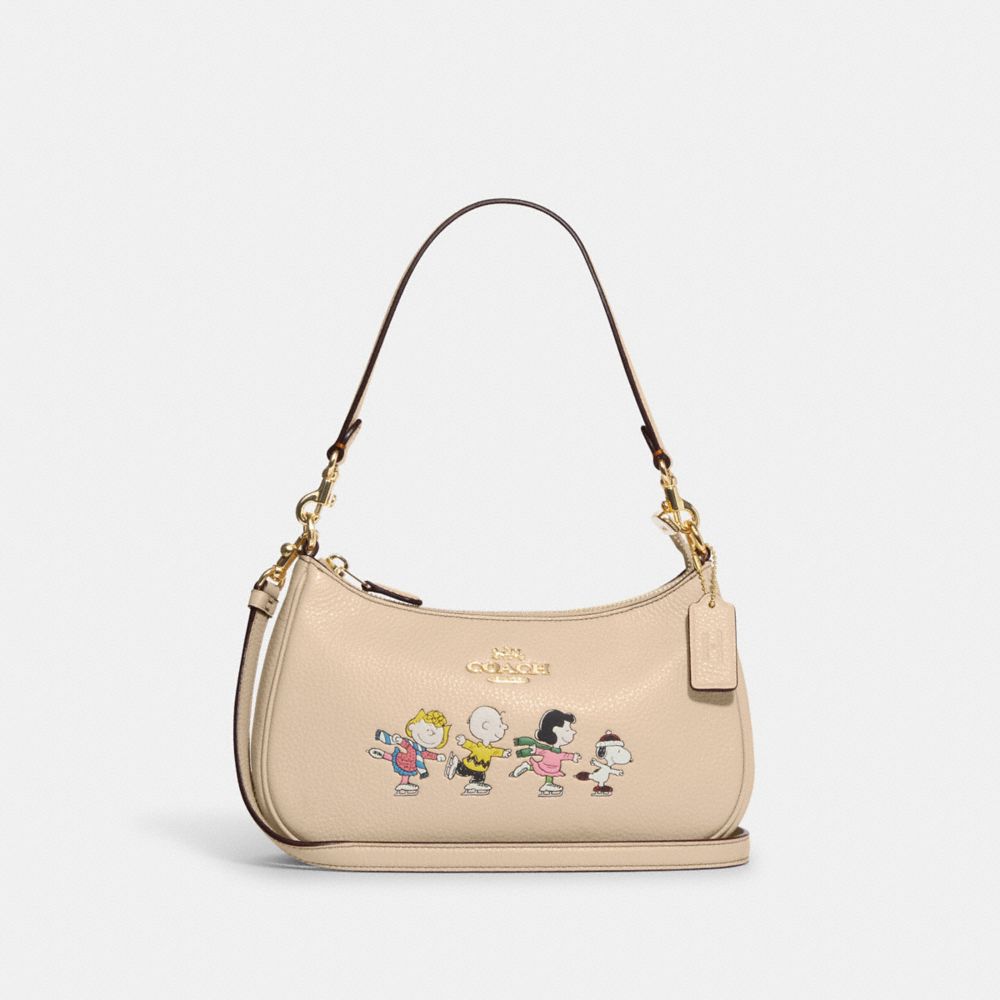 Coach X Peanuts Teri Shoulder Bag With Snoopy And Friends Motif - CE861 - Gold/Ivory Multi