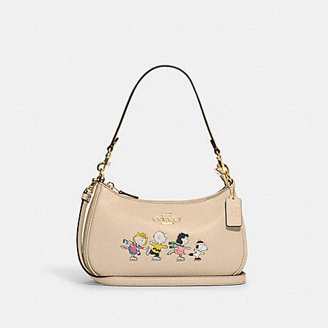 COACH CE861 Coach X Peanuts Teri Shoulder Bag With Snoopy And Friends Motif Gold/Ivory-Multi