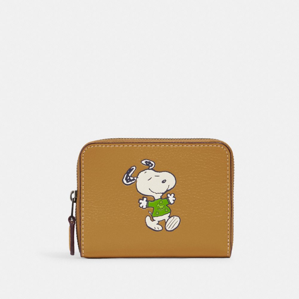 Coach X Peanuts Small Zip Around Wallet With Snoopy Walk Motif - CE869 - QB/Flax Multi