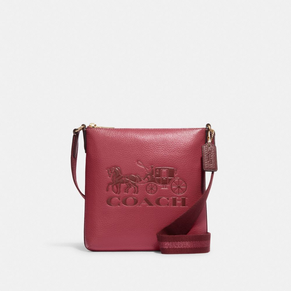 COACH CE874 Mini Rowan File Bag With Horse And Carriage Gold/Rouge