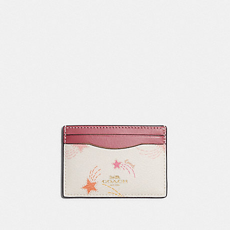 COACH CE876 Card Case With Shooting Star Print Gold/Chalk-Multi