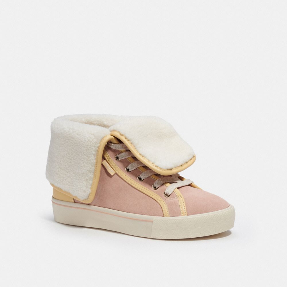 CE903 - Citysole Foldover High Top Platform Sneaker Vanilla Cream/Pale Blush