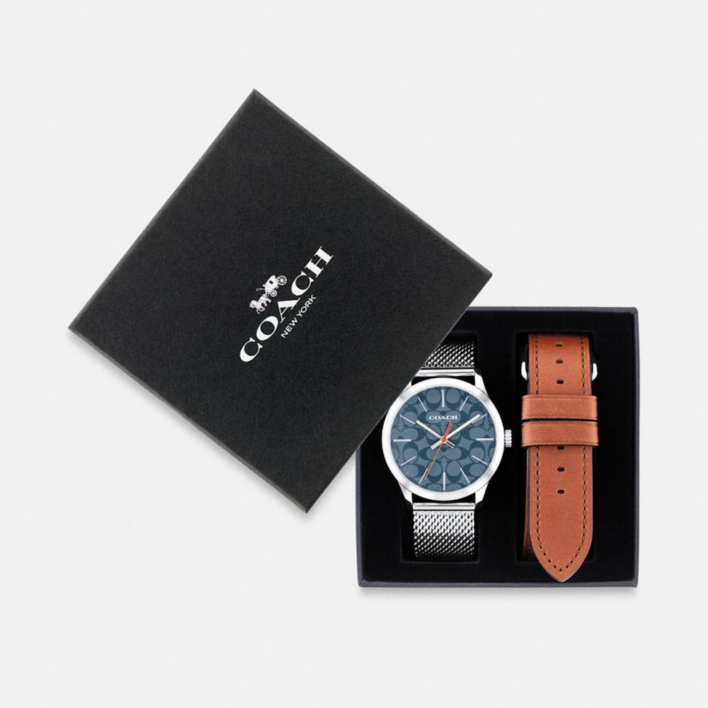 COACH CE906 Baxter Watch, 39 Mm Stainless Steel/ Saddle